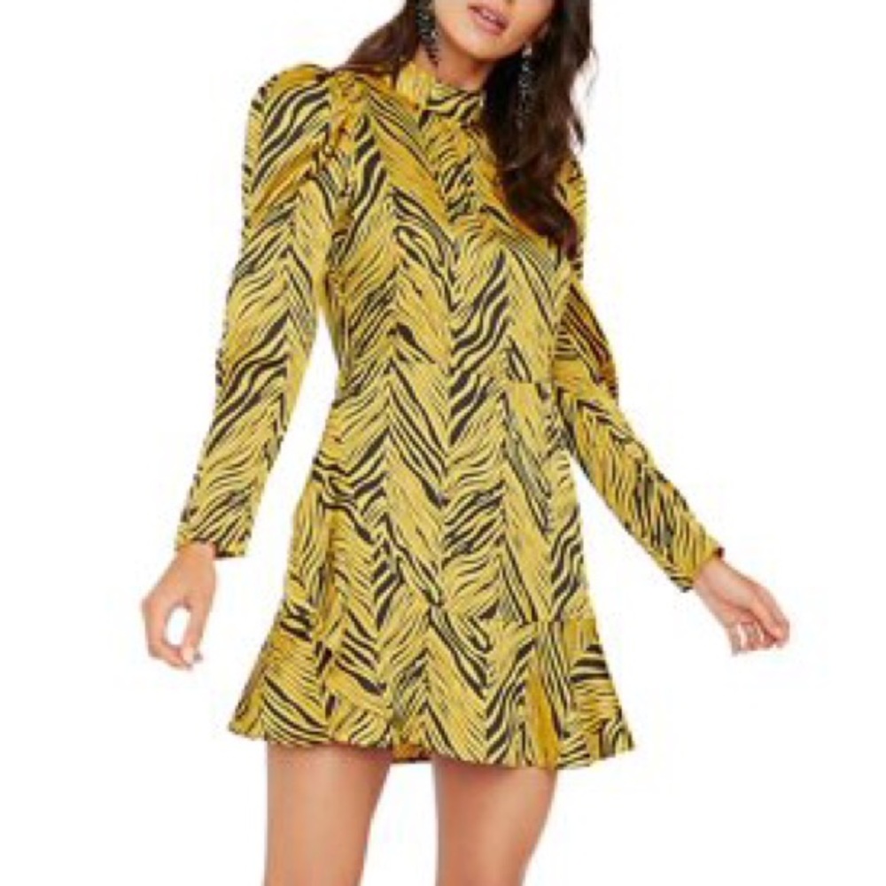 Rahi Sophie Yellow Animal‎ Print Ruffled Dress